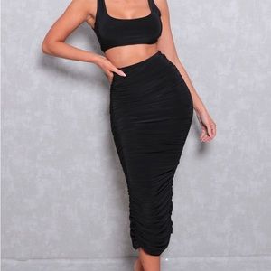MATERNITY SLINKY SQUARE MIDI SKIRT